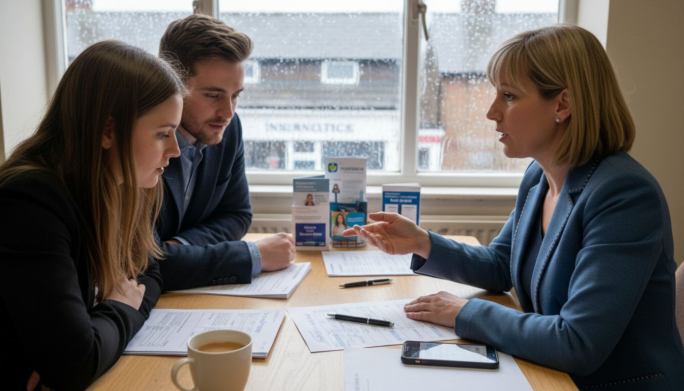 Broker negotiating insurance savings with clients