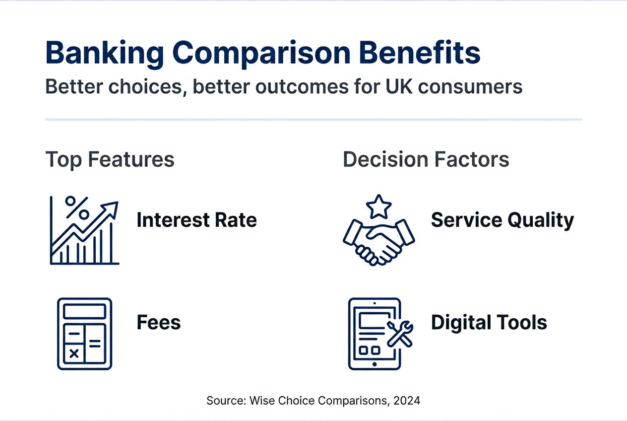 Infographic highlighting key UK bank comparison points
