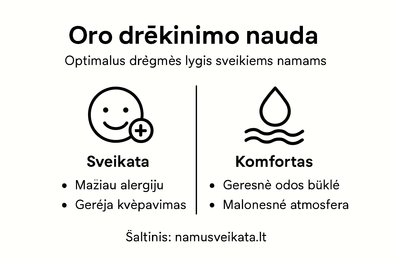Infografike ai&scaron;kiai pateikiama, kuo naudinga oro drėkinimas ir kokios yra pagrindinės &scaron;ios sistemos rū&scaron;ys.