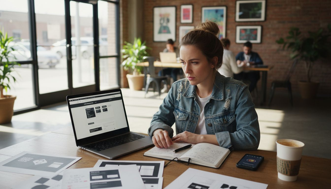 Entrepreneur building website in coworking office