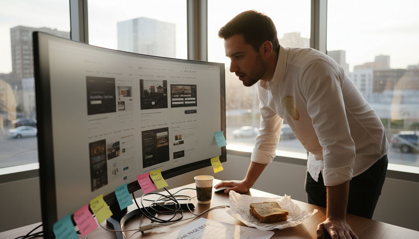 Business owner selecting website design template