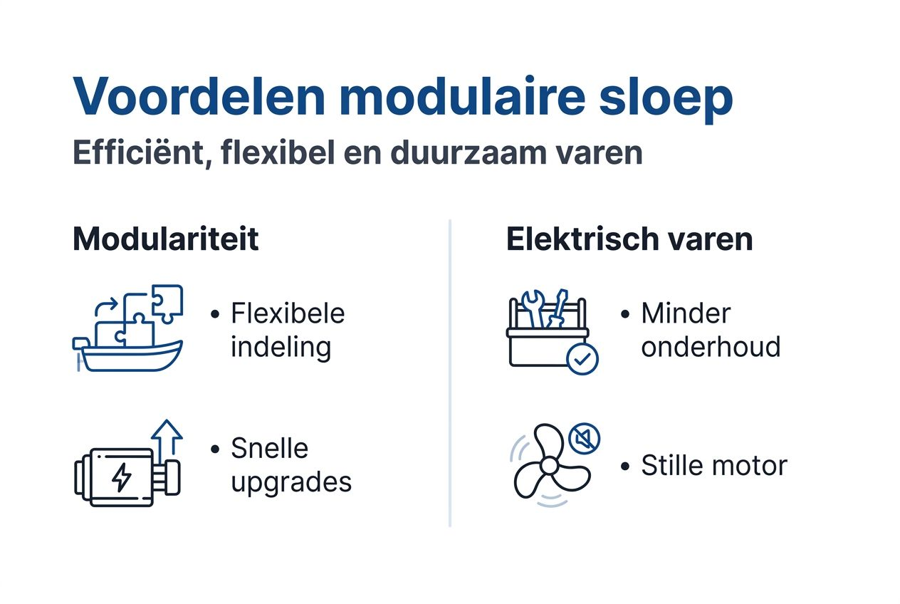 Infographic: de pluspunten van een modulaire sloep op een rij