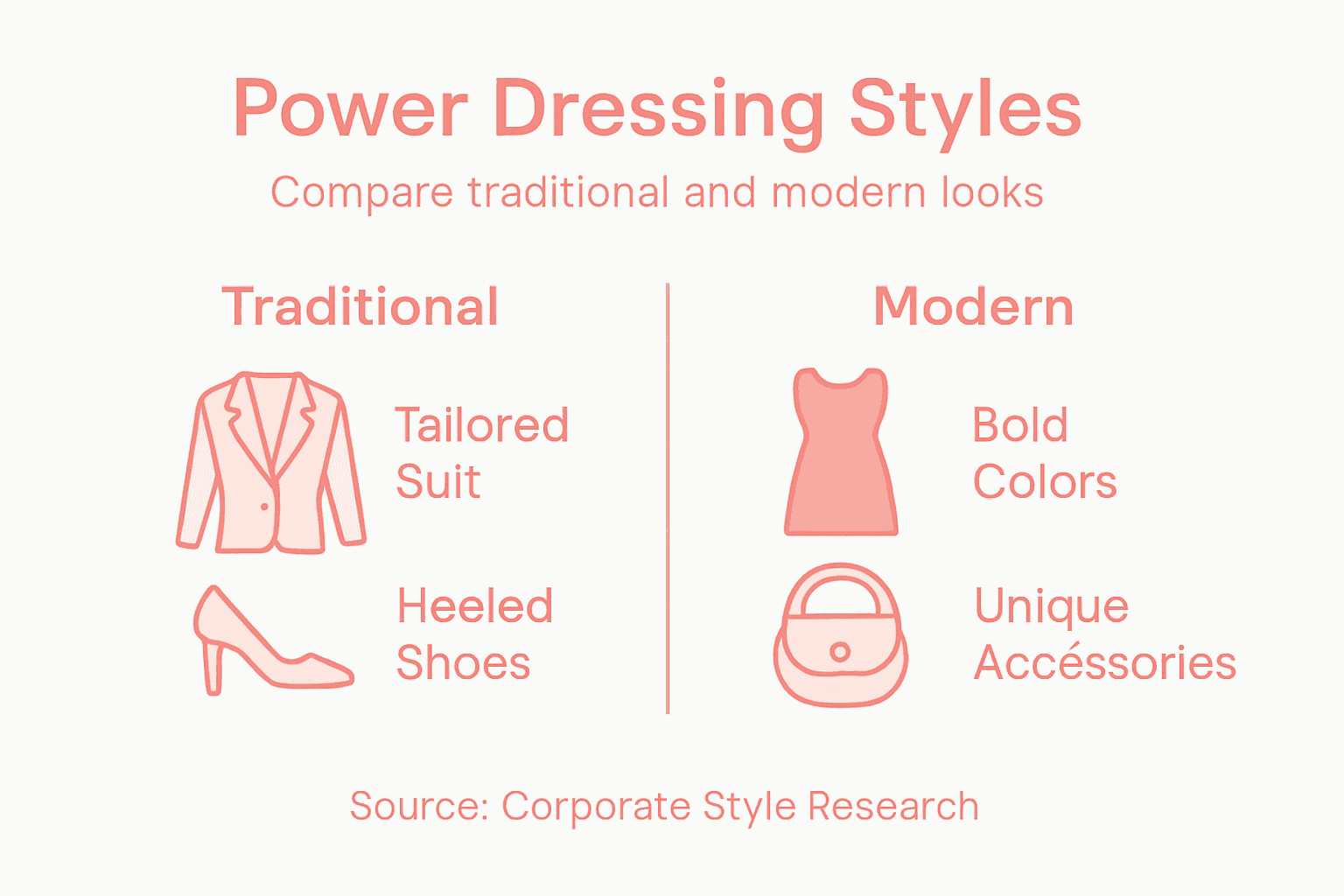 Infographic comparing power dressing styles