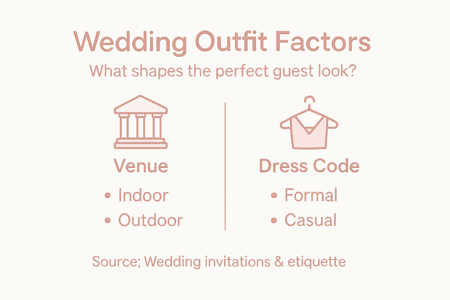 Infographic showing key wedding outfit factors