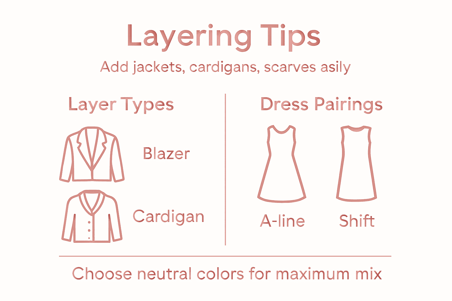 Infographic showing dress layering tips