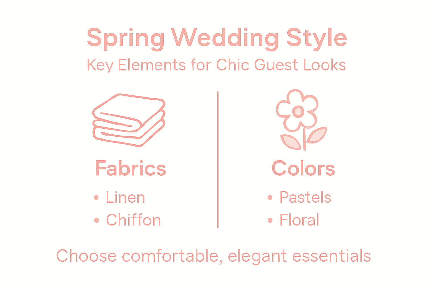Spring Fashion Guide for Chic Wedding Looks 2 Infographic with fabrics and colors for spring weddings
