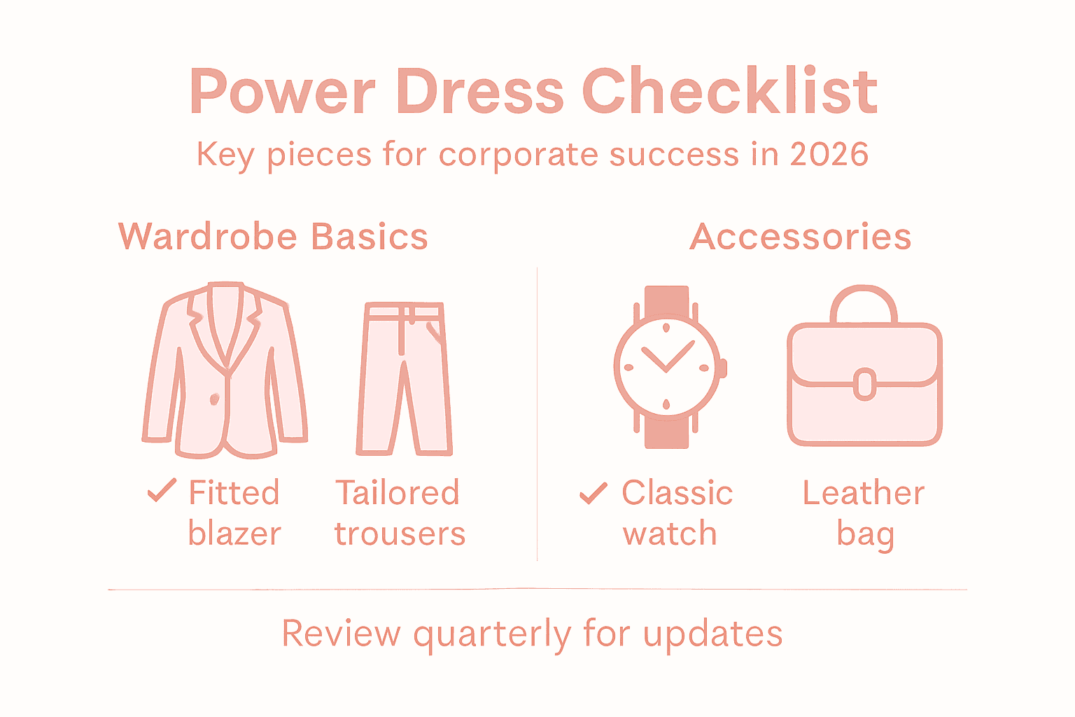 Infographic checklist for corporate power dressing