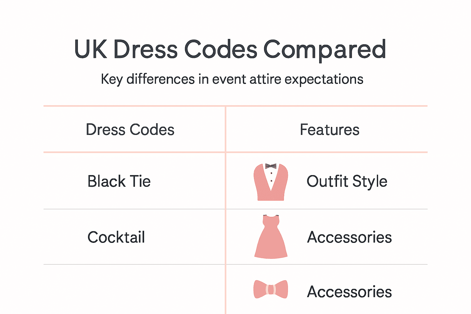 What is occasion dressing? 50%+ UK events need this guide 3 Infographic comparing UK event dress codes