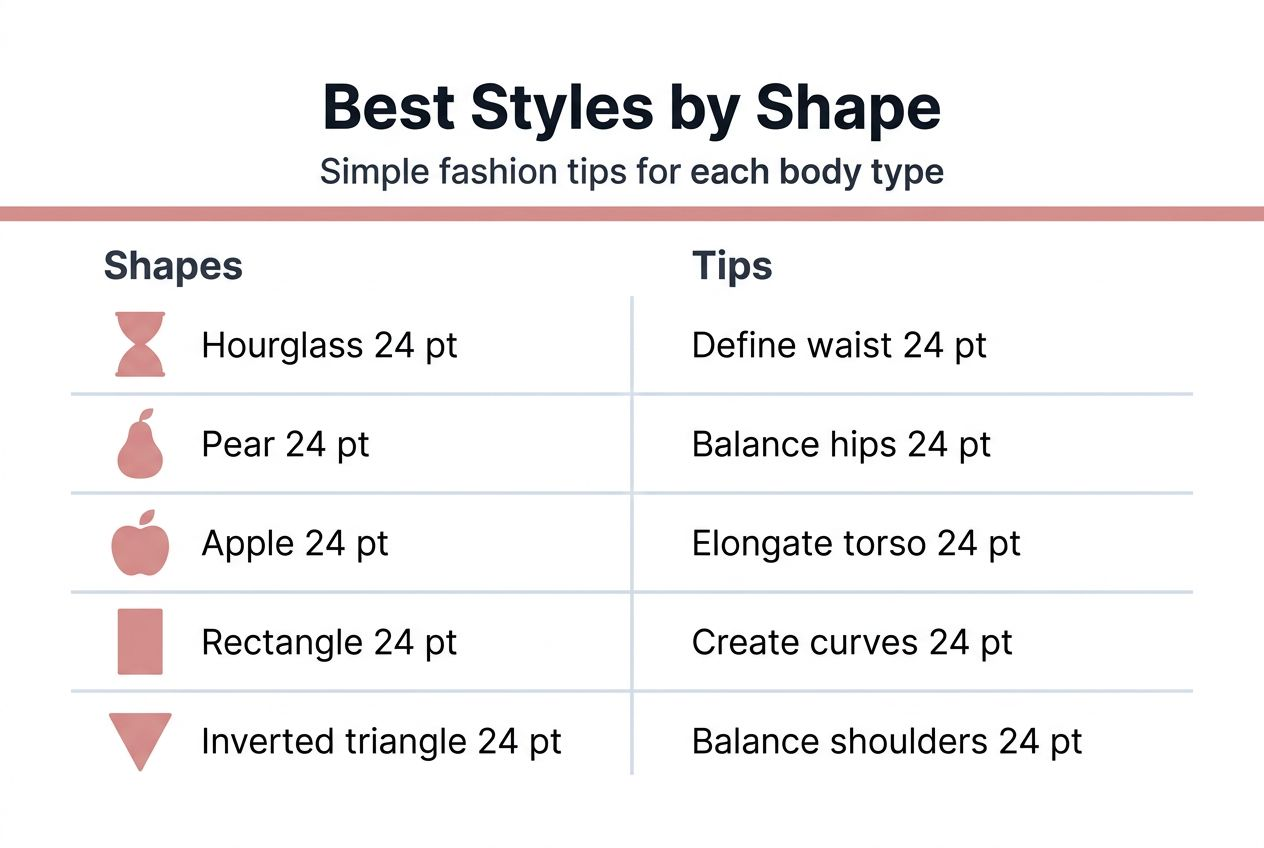 Why dress for your shape: enhance style and confidence 2 Infographic highlighting style tips for body shapes