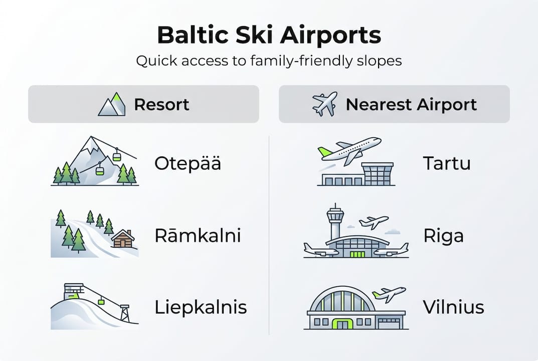 Infographic of Baltic ski resorts and airports