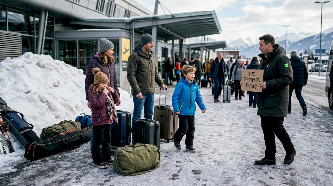 Family waits for Alpine airport transfer