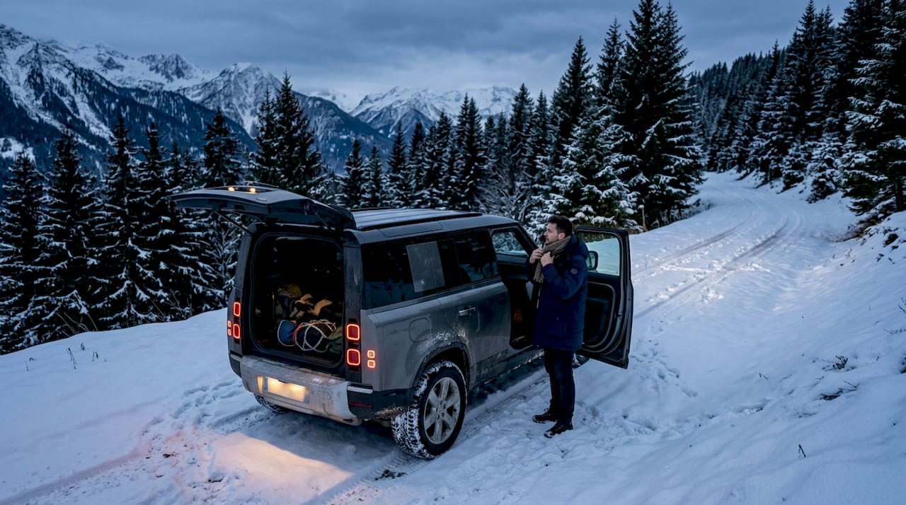 4x4 équipé de pneus neige, idéal pour circuler en montagne