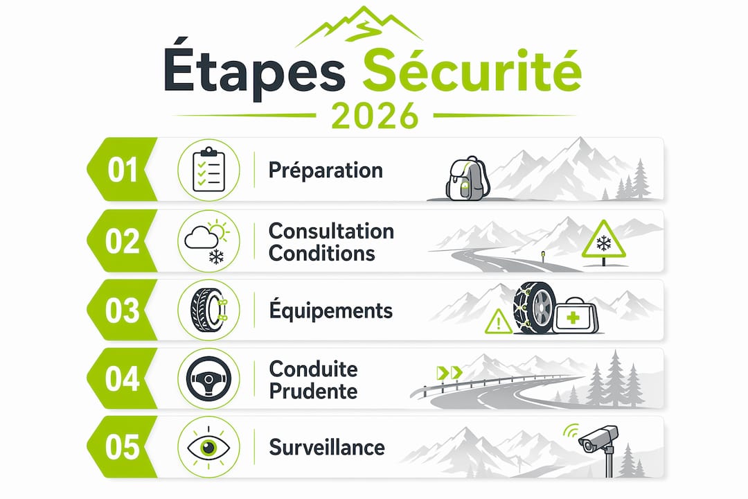 Infographie : les étapes clés pour circuler en toute sécurité sur les routes alpines