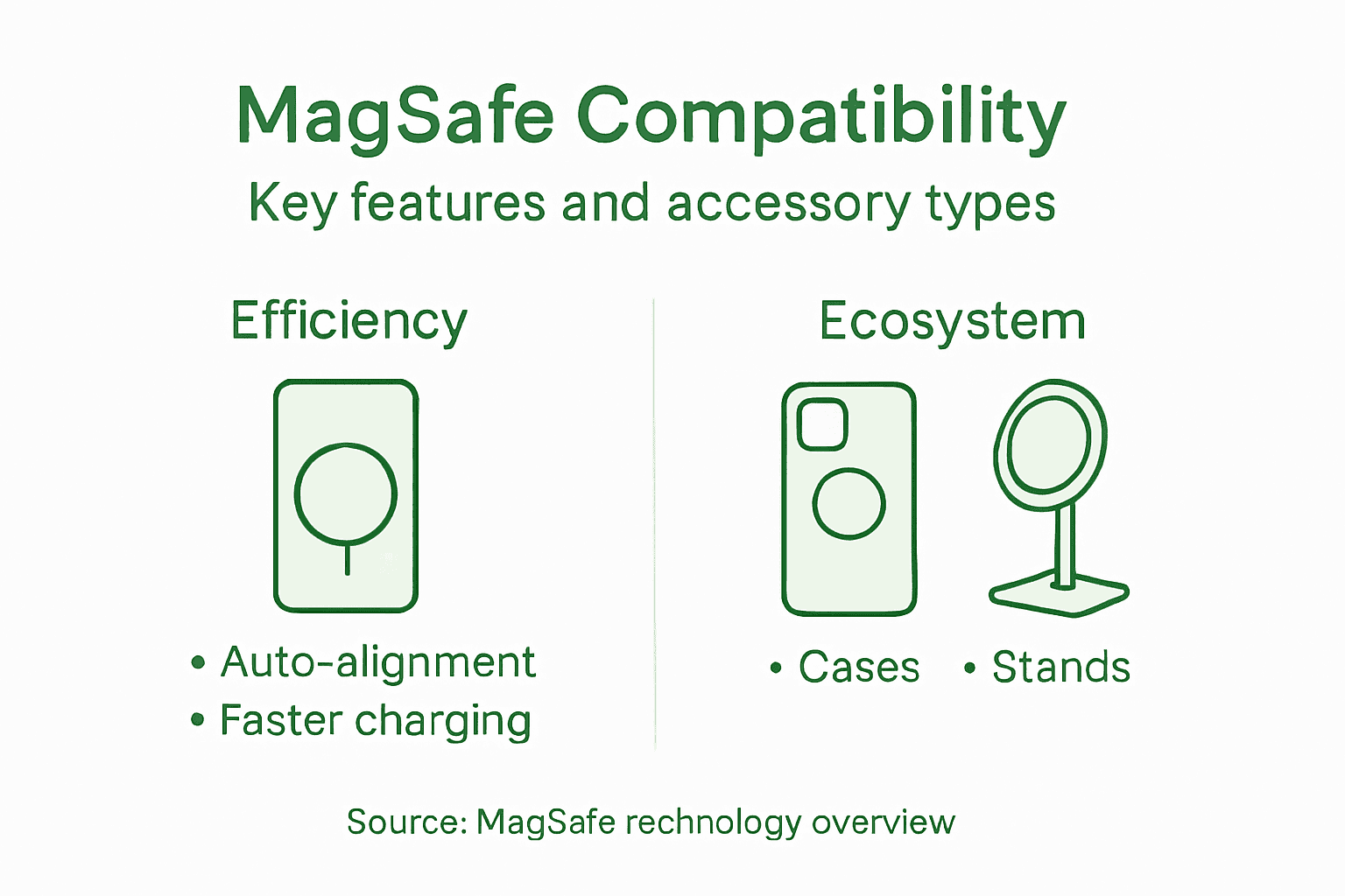 Infographic summarizing MagSafe features and ecosystem