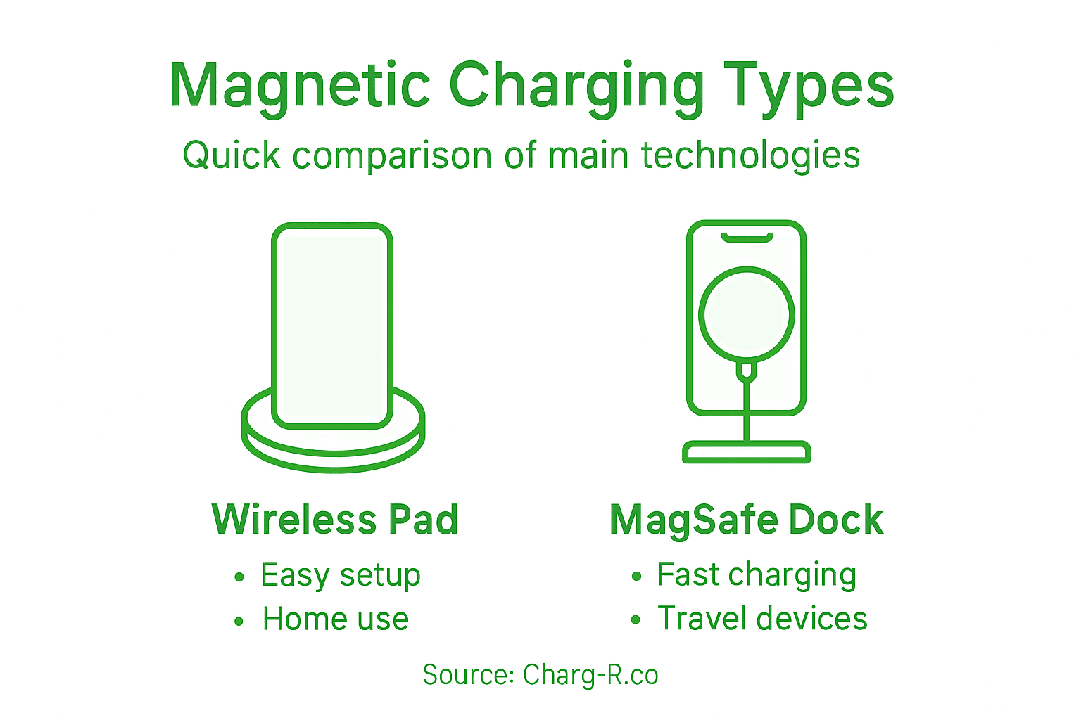 Infographic comparing magnetic charging types