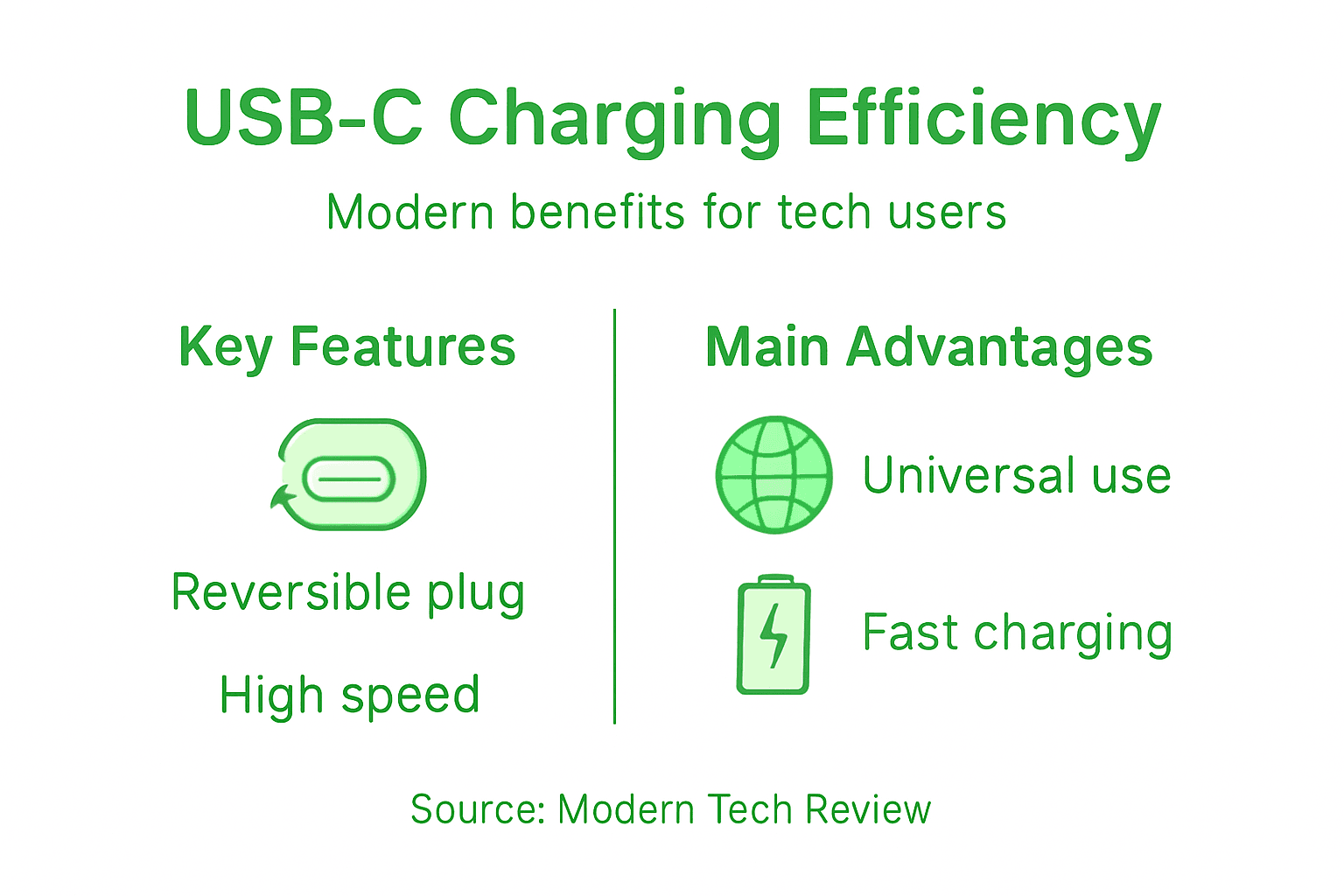 Infographic showing USB-C key benefits and features