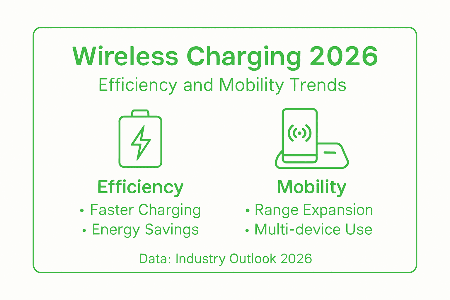 Wireless charging infographic with efficiency and mobility