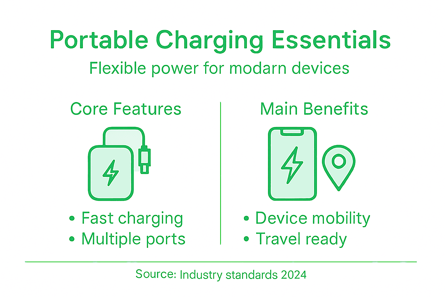 Infographic on portable charging features and benefits
