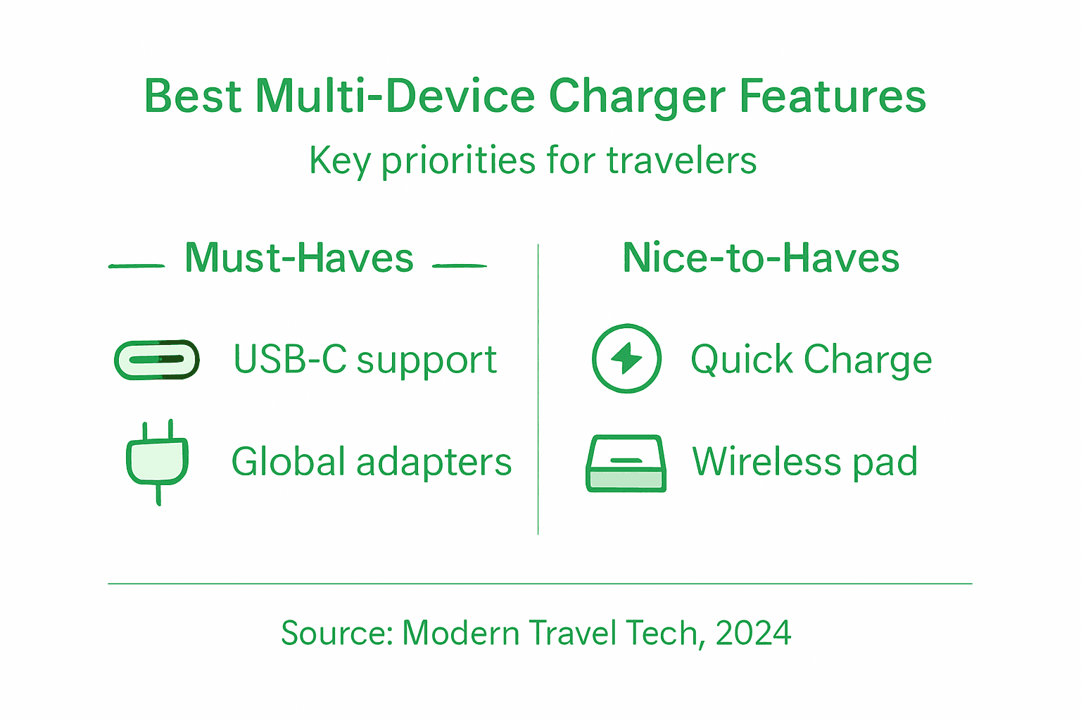 Charger feature priority infographic for travel