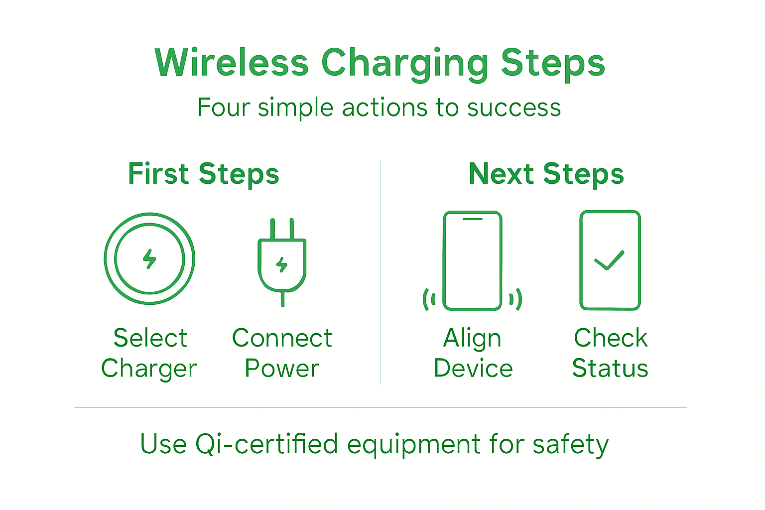 Infographic listing steps for wireless charging success