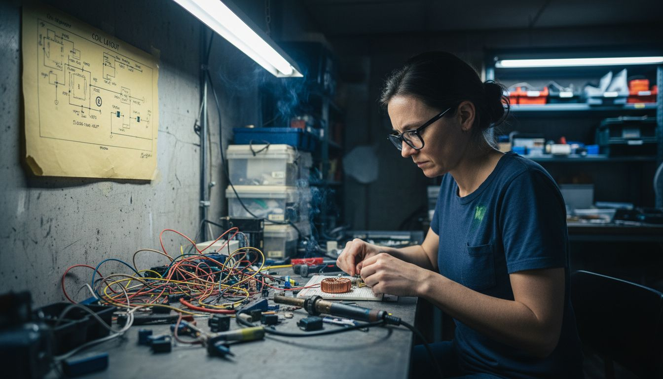 Engineer assembling Qi charger prototype