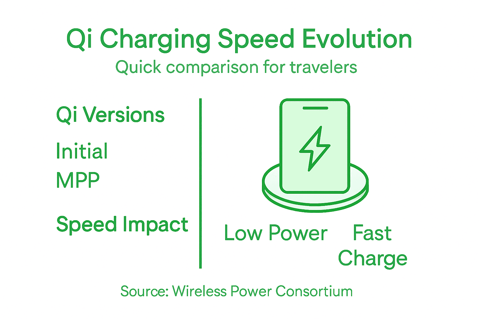 Infographic showing Qi charging speed comparison