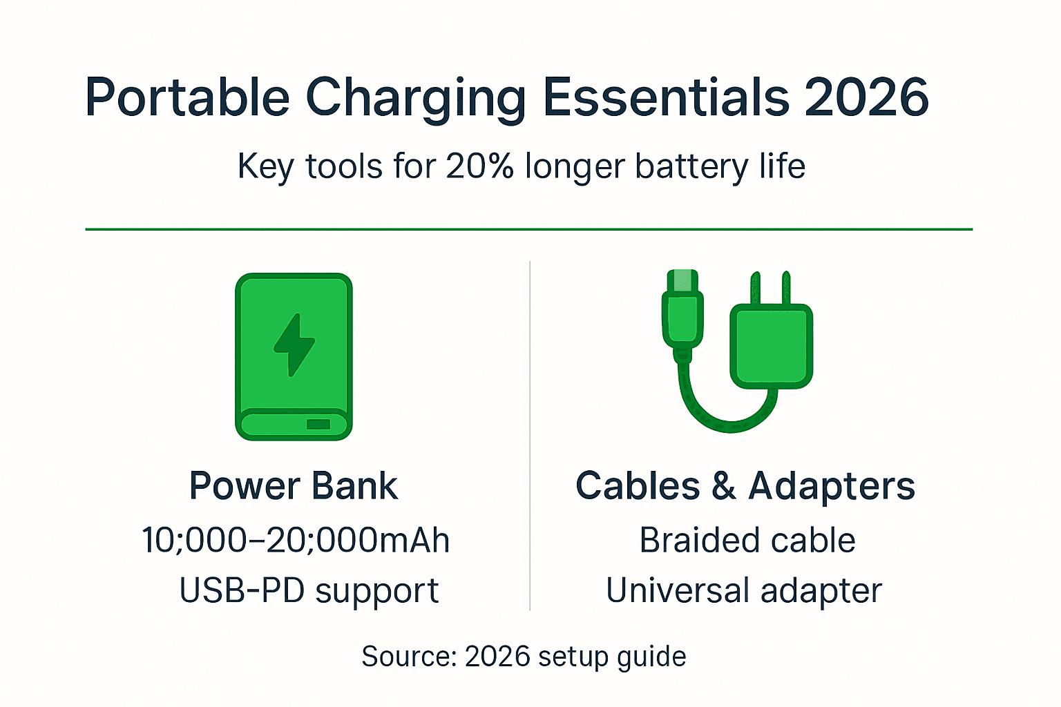Infographic of portable charging essentials for 2026