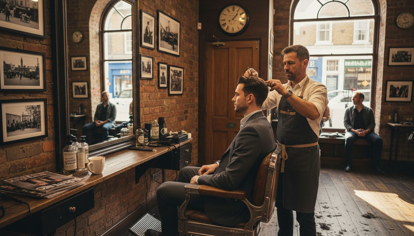 Man getting haircut for stylish confidence