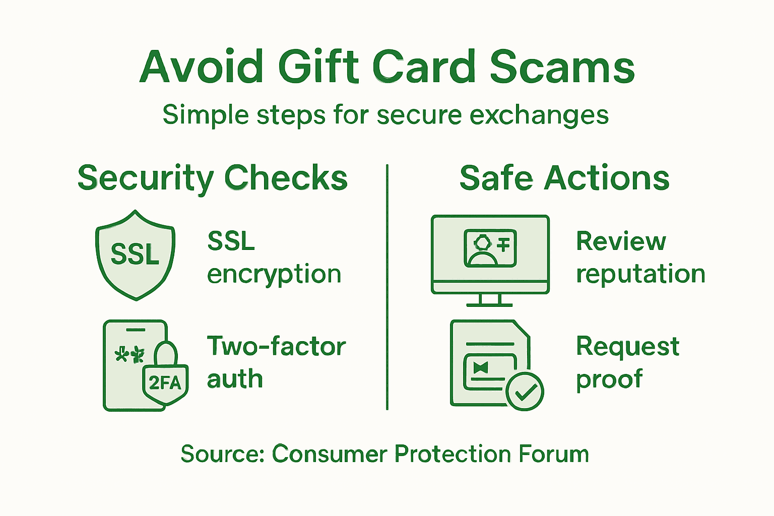 Infographic showing gift card scam prevention