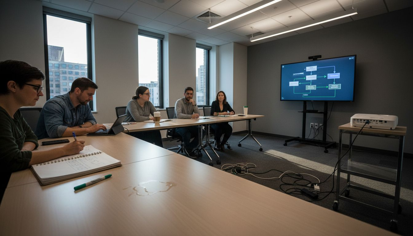 Adult students in tech-enabled classroom