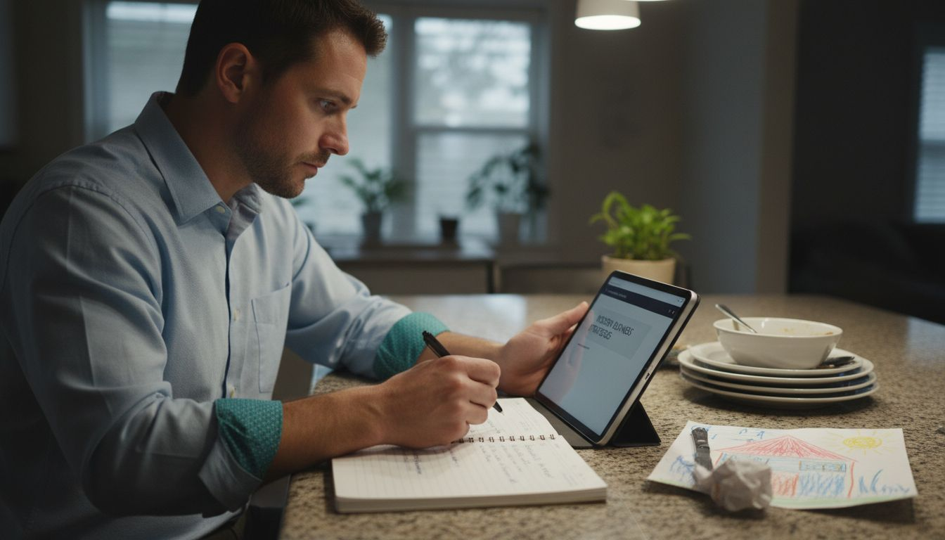 Professional studying after work at home