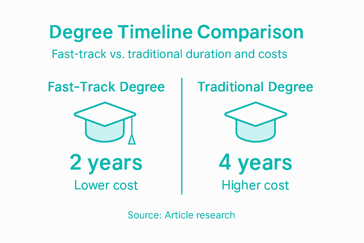 Infographic comparing degree timelines and costs