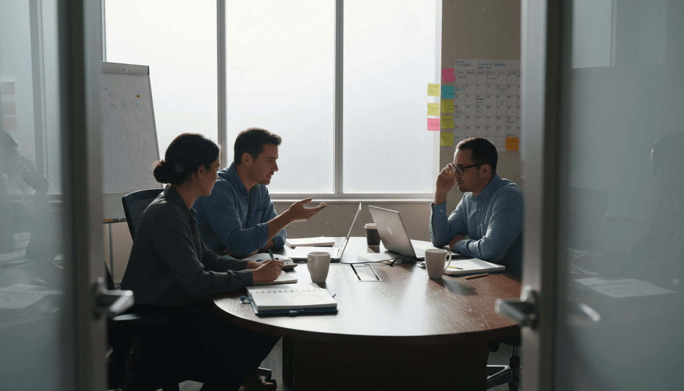 Team collaborating in conference room