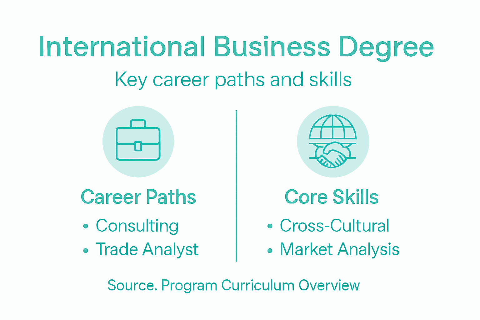 Infographic of careers and skills in international business