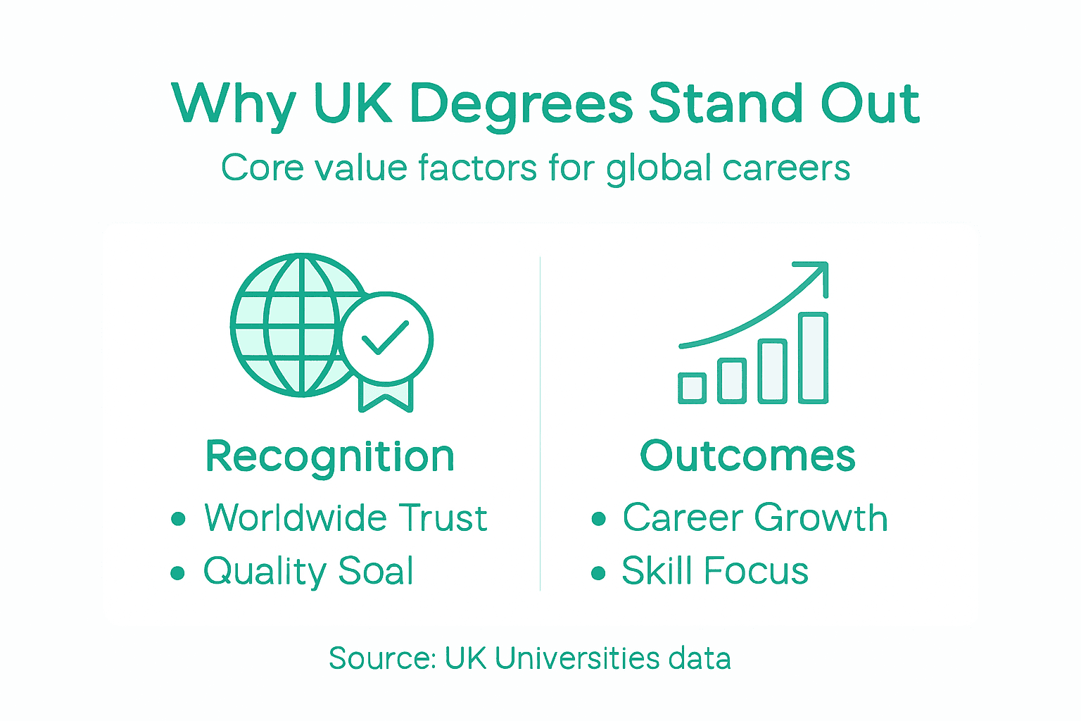 Infographic of UK degree core value features