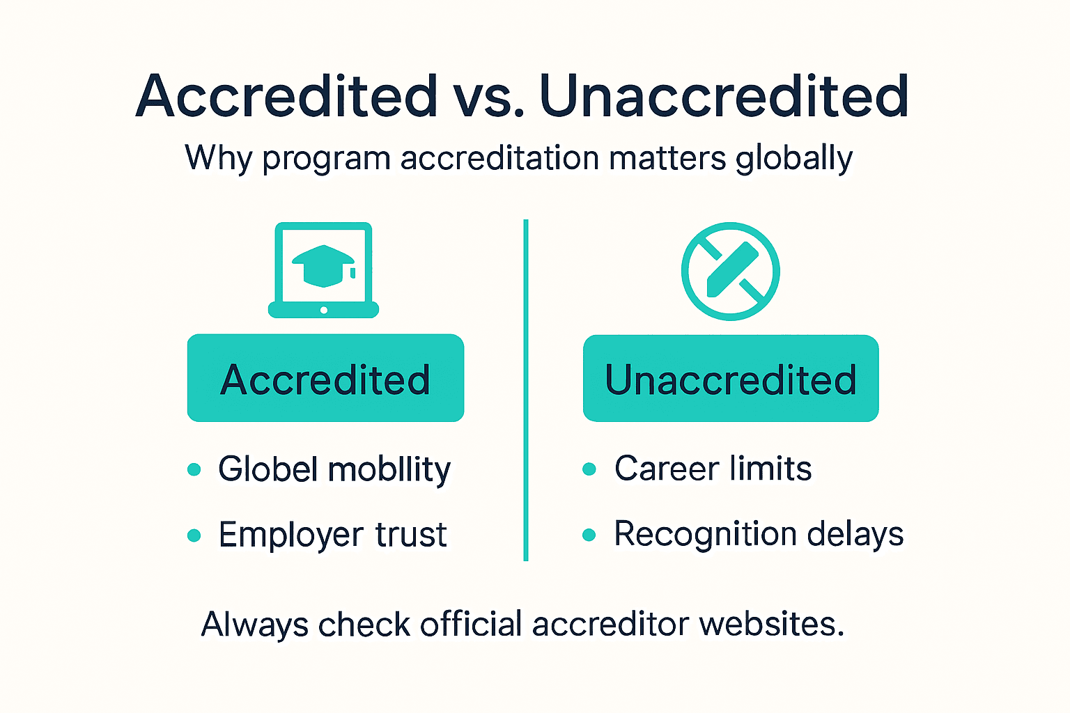 Infographic comparing accredited and unaccredited programs