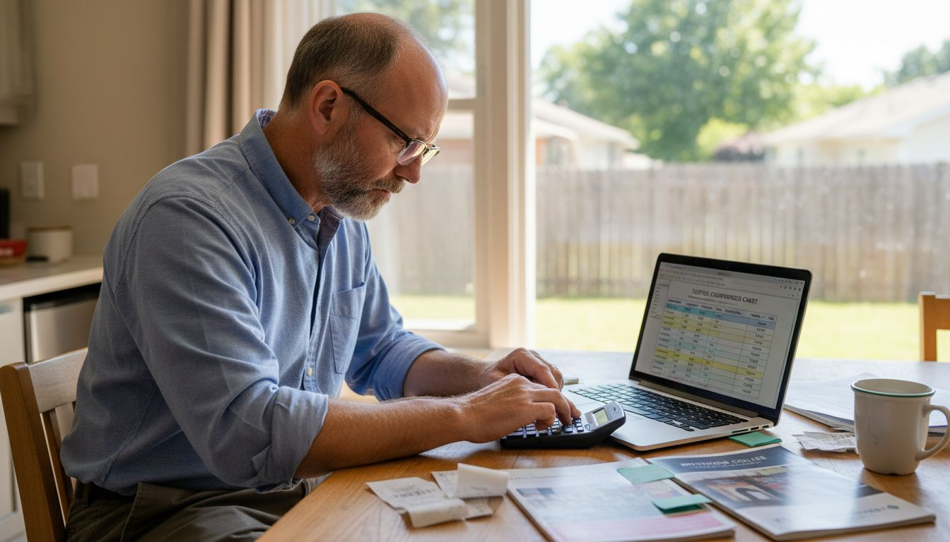 Professional calculating MBA tuition and costs