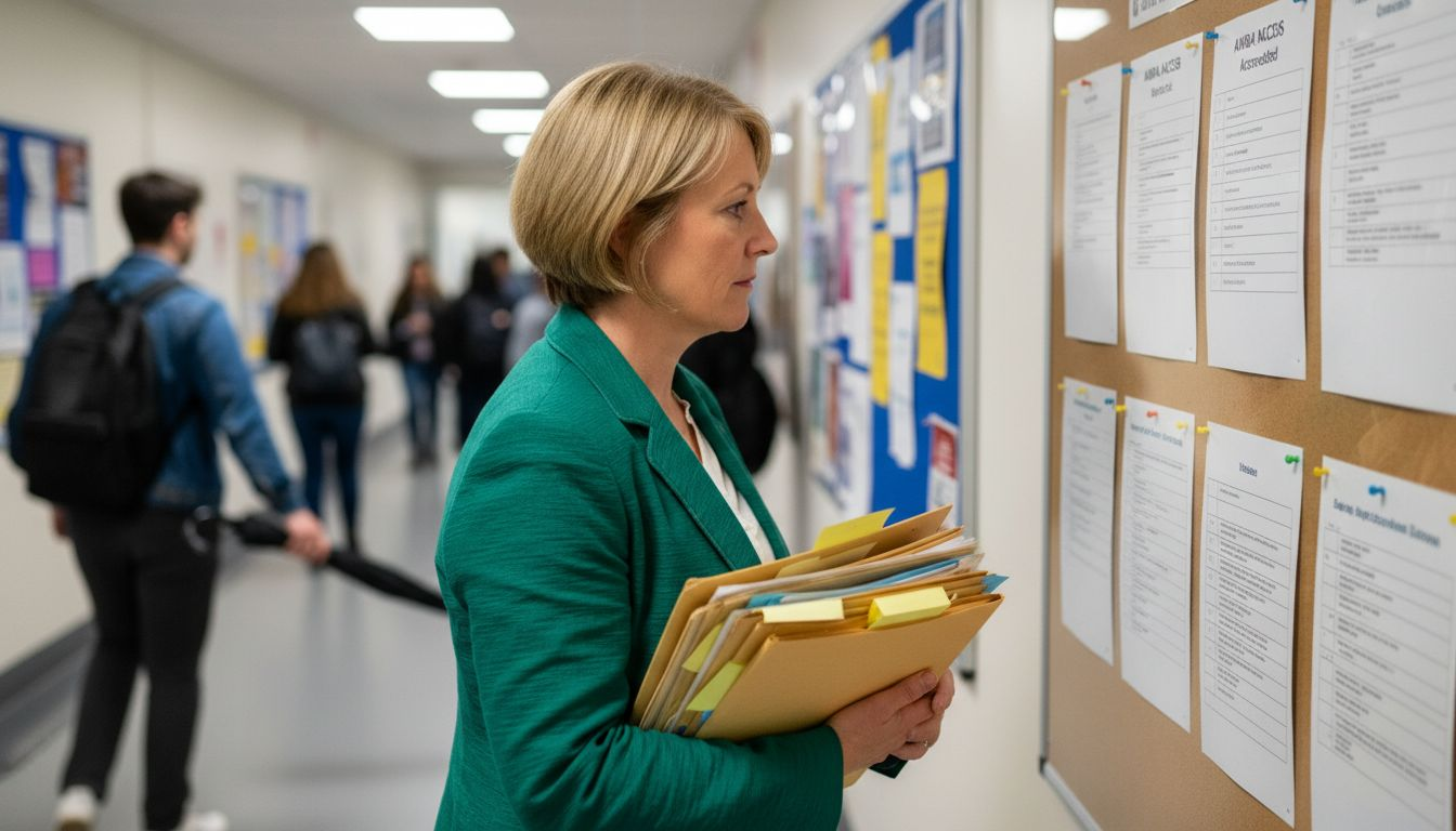 Administrator checking UK MBA accreditation board