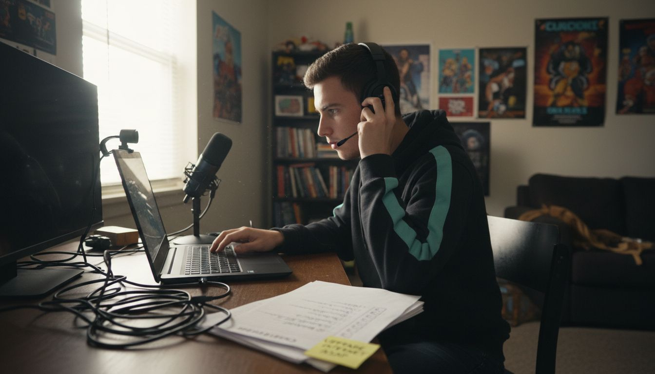 Student preparing tech for online classes