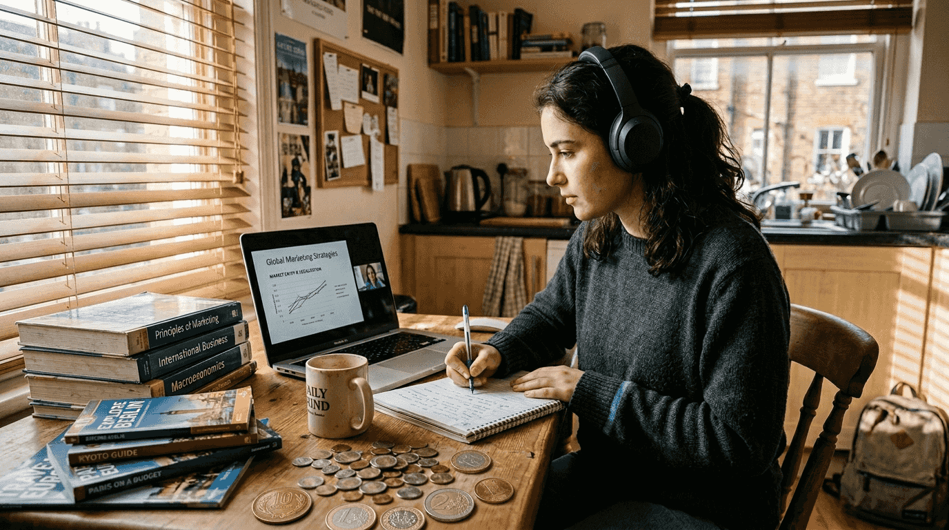 Student studying online for business degree
