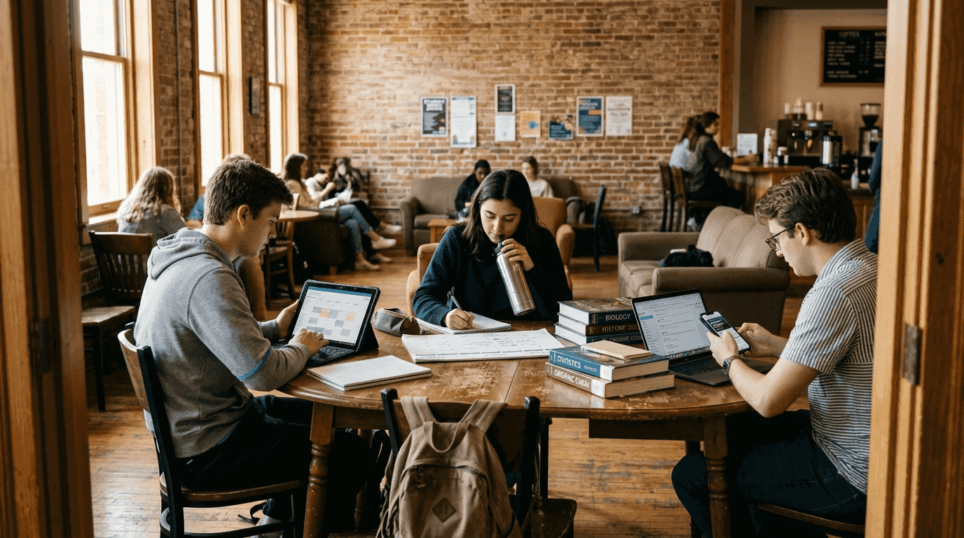 Students planning flexible study schedules together