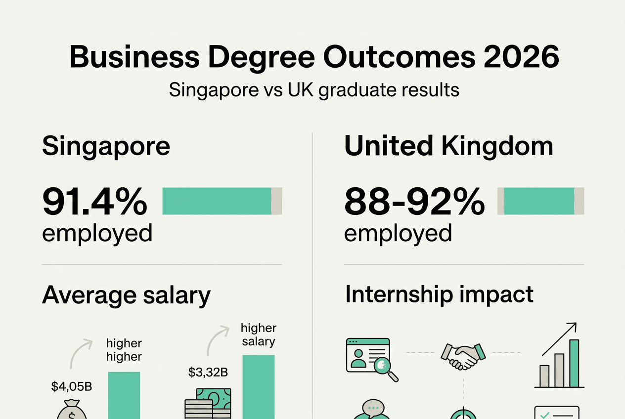 Infographic comparing graduate outcomes Singapore UK