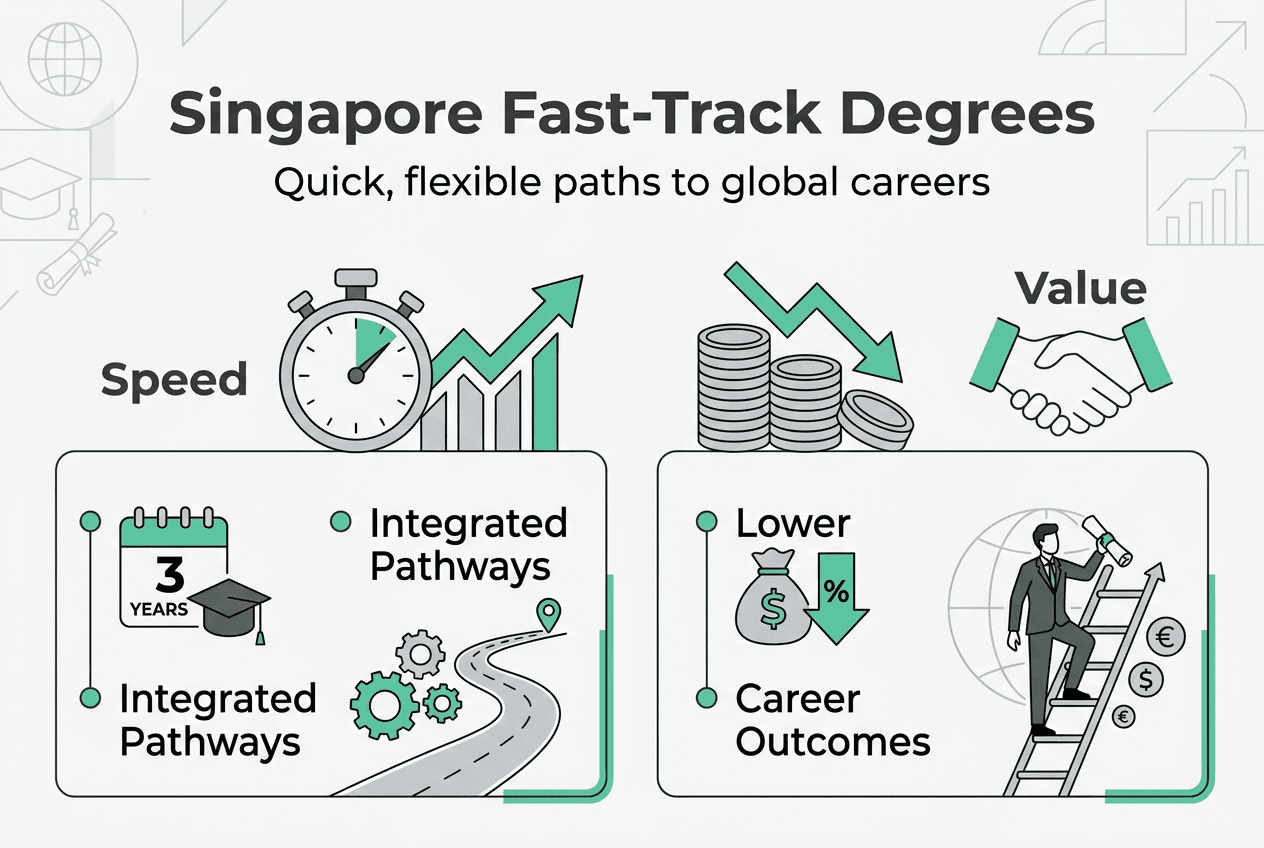 Infographic of Singapore fast-track degree benefits