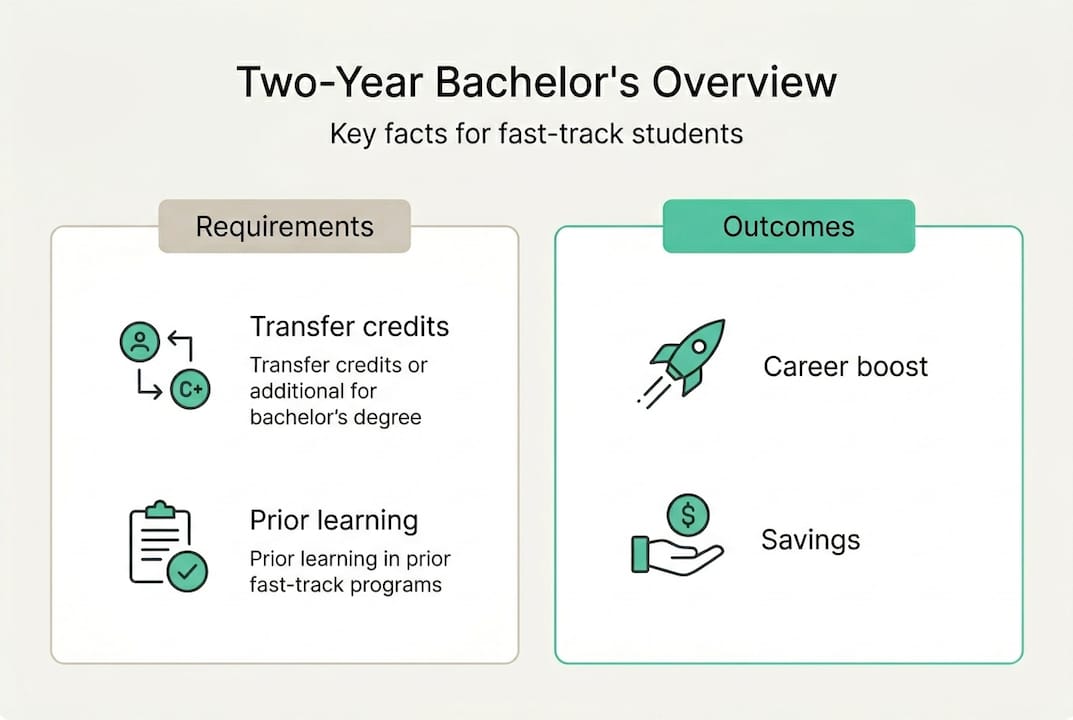 Infographic showing two-year bachelor’s key facts
