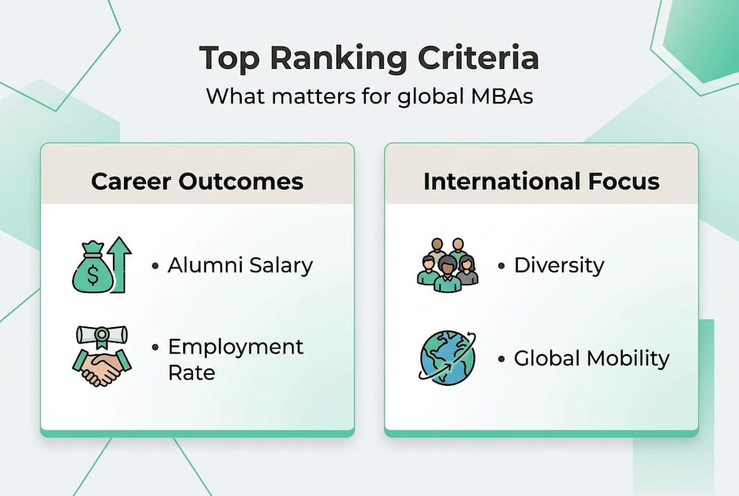 Infographic on top business school ranking factors