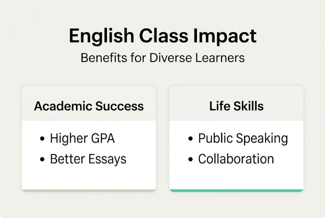 Infographic showing English class benefits