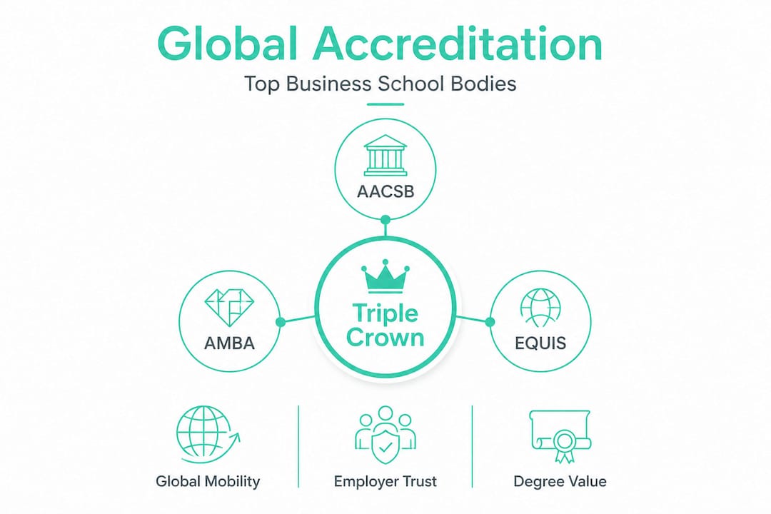 Infographic showing major business school accreditations