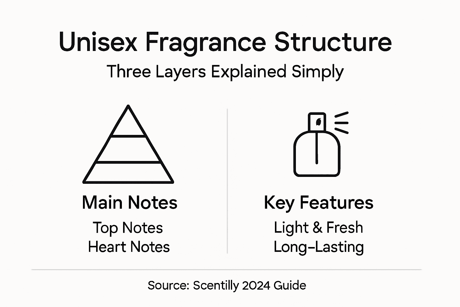 Infographic showing layers of unisex fragrances