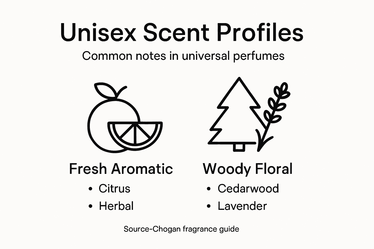 Infographic showing unisex scent profile categories