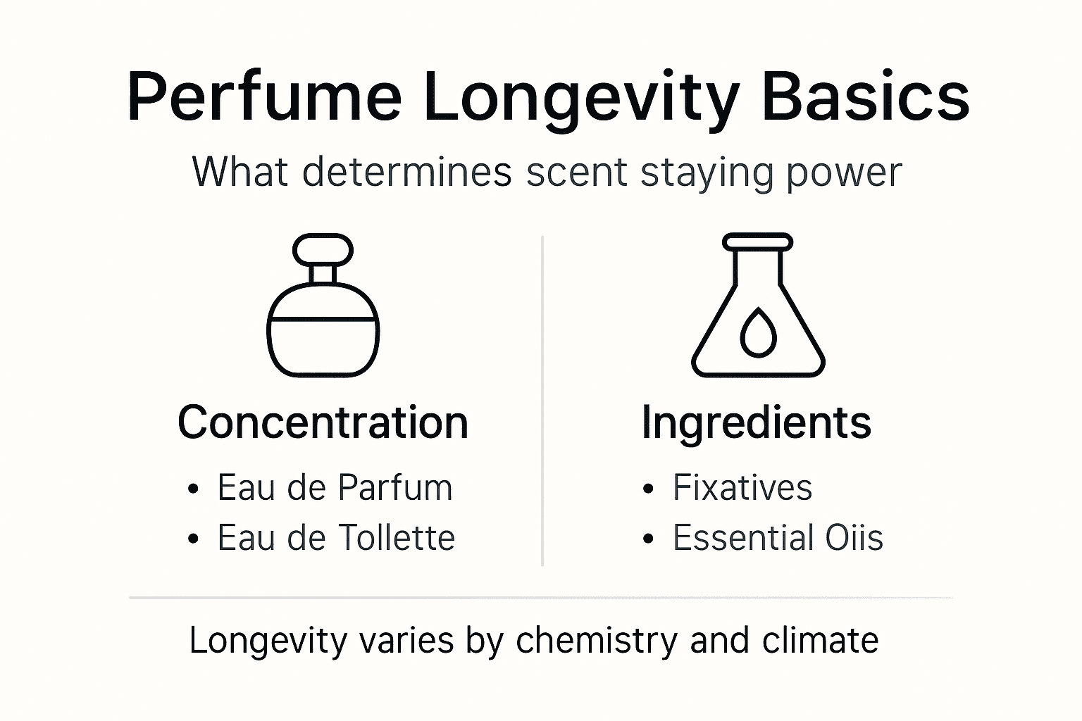 Infographic showing factors affecting perfume longevity